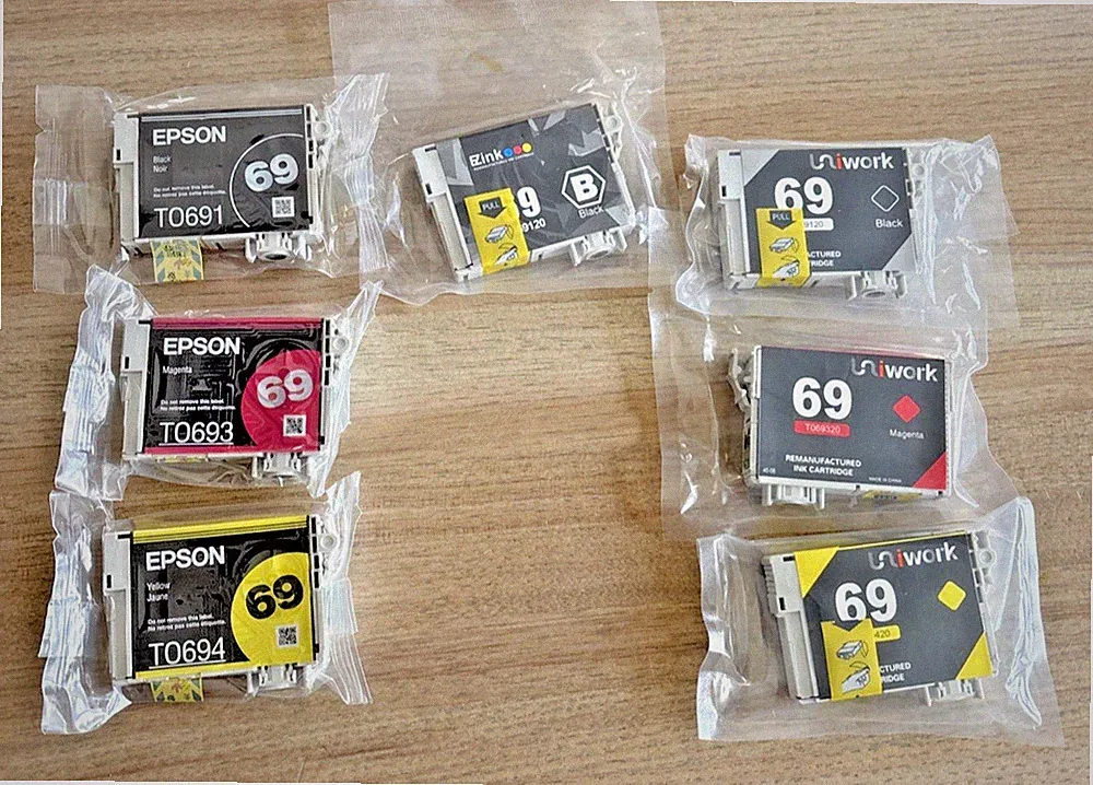 7 Epson & Uniwork mixed lot Epson 69 Ink Cartridges read description