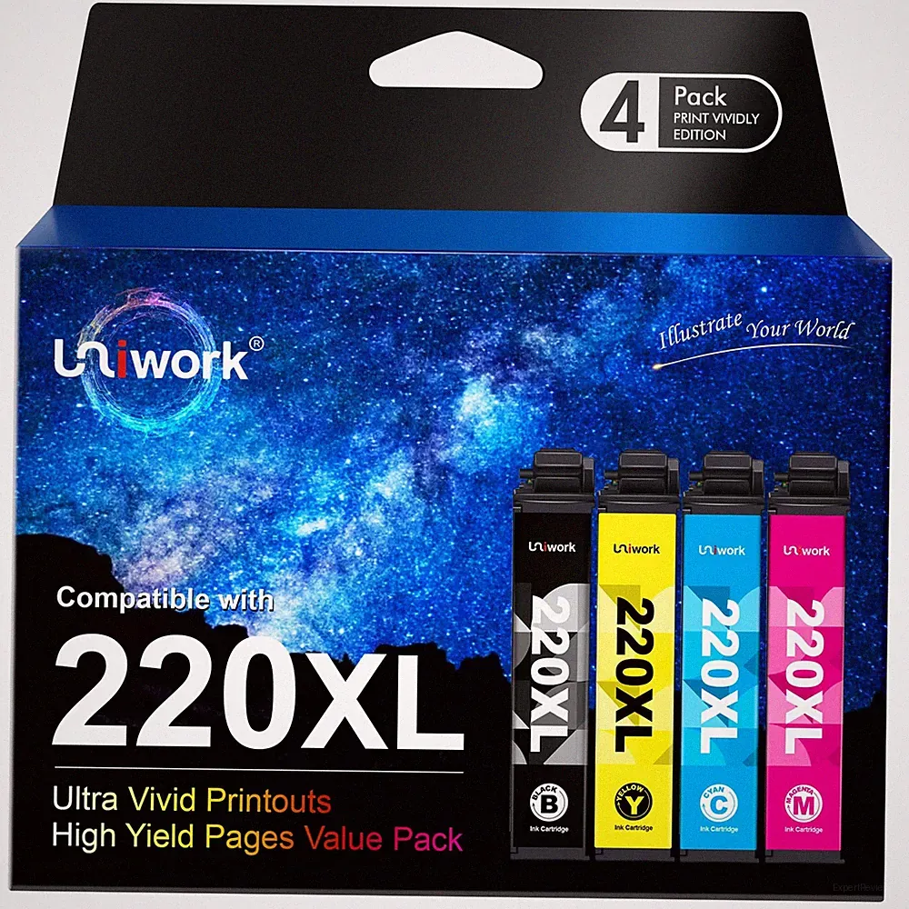 Epson 220XL Ink Cartridges 4 Pack Black Cyan Magenta Yellow Compatible Printers