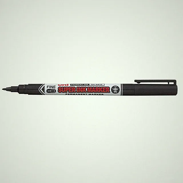 Uni Super Ink Oil Base Marker With 0.9mm Tip Black Water Resistant Box of 12