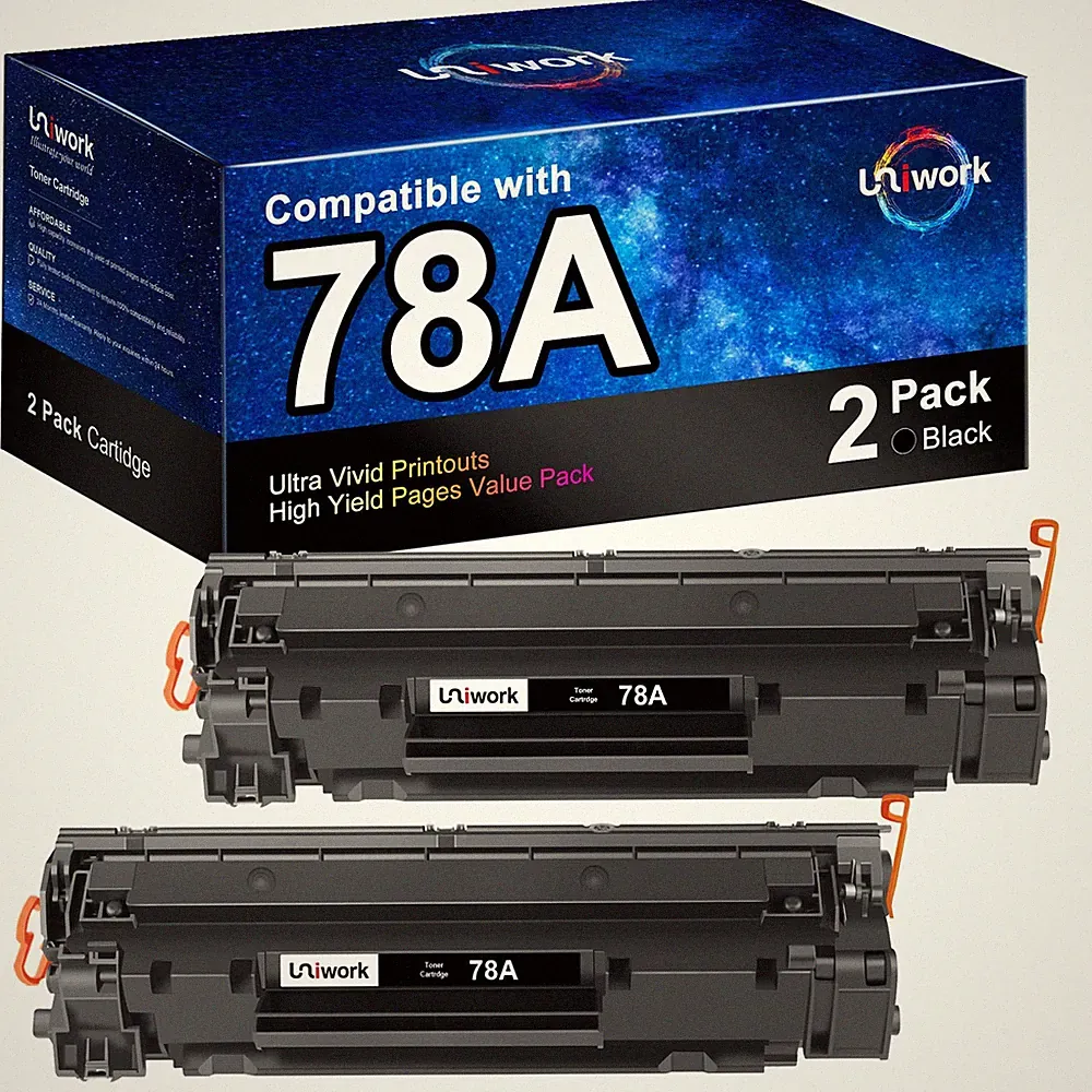 Uniwork 2 Pack Compatible CE278A 78A Black Toner Cartridges for HP Printers