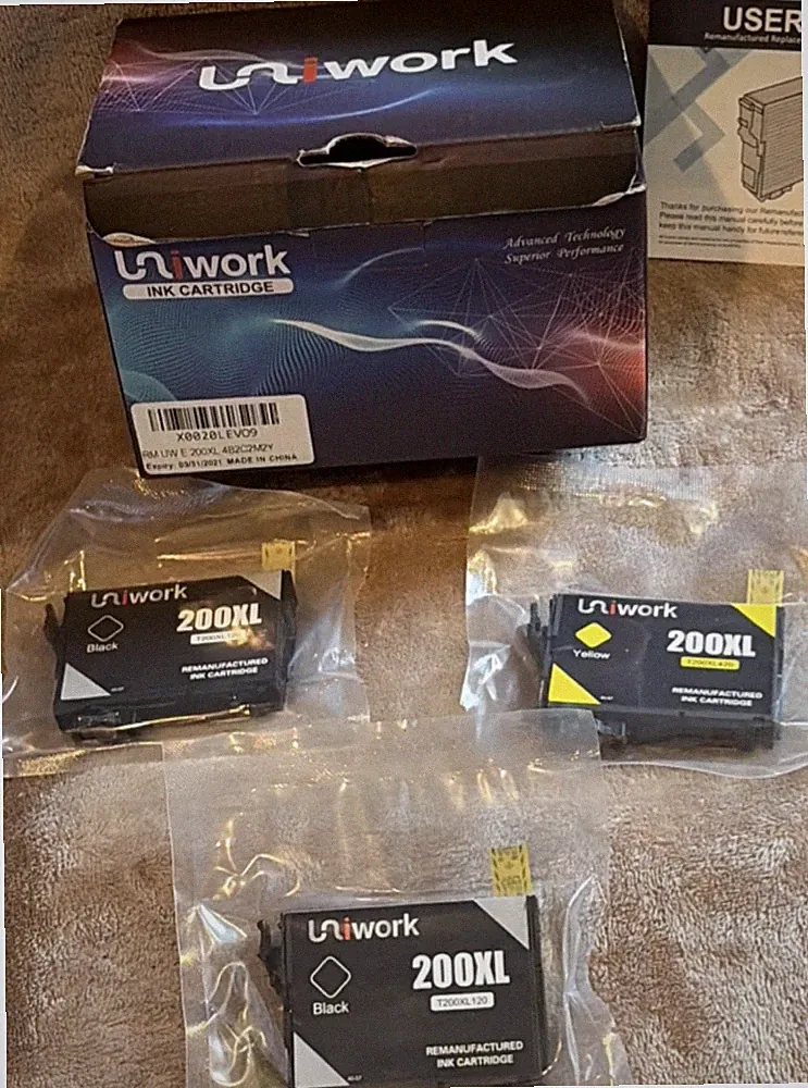 Uniwork 200XL lot of 3 (2 black Ink 1 yellow) Cartridge Epson T200XL120