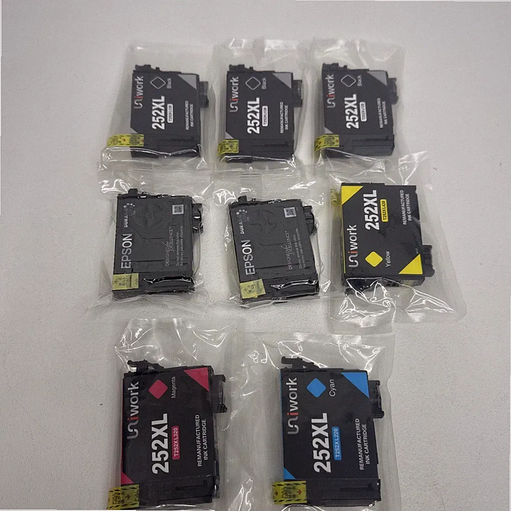 Uniwork Lot Of 8 Ink Cartridges- Yellow, Cyan, Black, Magenta- 252XL